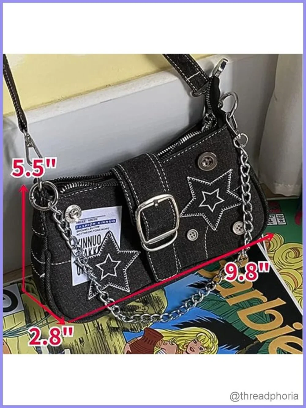 Grunge Hobo Bag Y2K Vintage Denim Shoulder Crossbody Purse Women